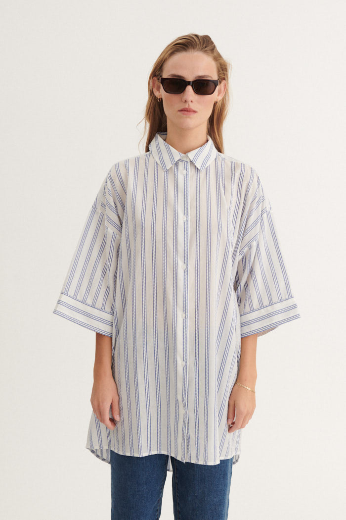 Basic Apparel Ada 3/4 Sl. Shirt Shirts 781 True navy / whisper white