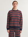 Anneli Oversized LS Sweat - Bordeaux truffle / Sky captain