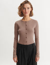 Arense Stripe Cardigan - Portabella / poppy seed
