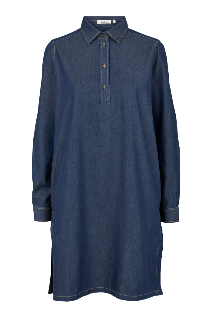 Basic Apparel Bine LS Polo Dress Dresses 103 Mid Blue