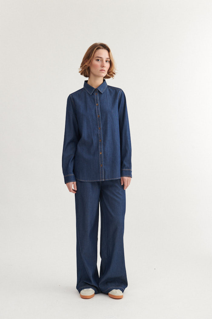 Basic Apparel Bine Wide Pant Pants 103 Mid Blue