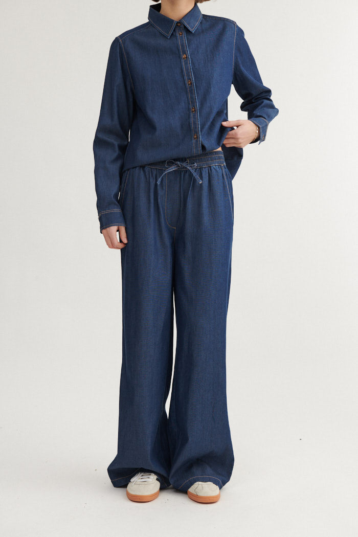 Basic Apparel Bine Wide Pant Pants 103 Mid Blue