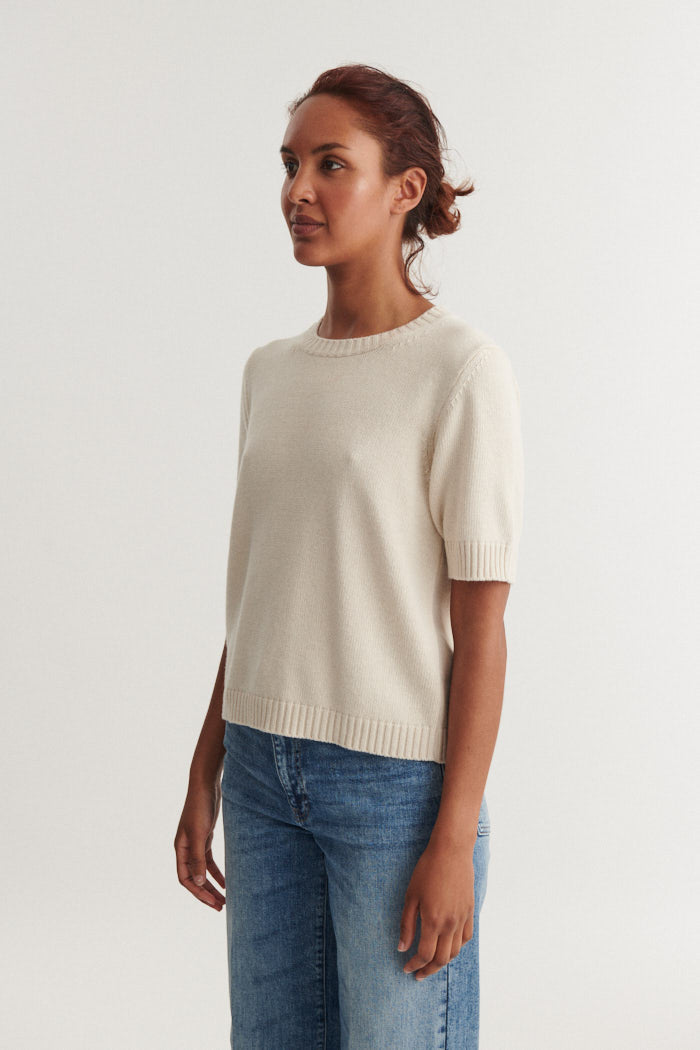 Basic Apparel Cady SS O-neck Sweaters 100 Natural melange