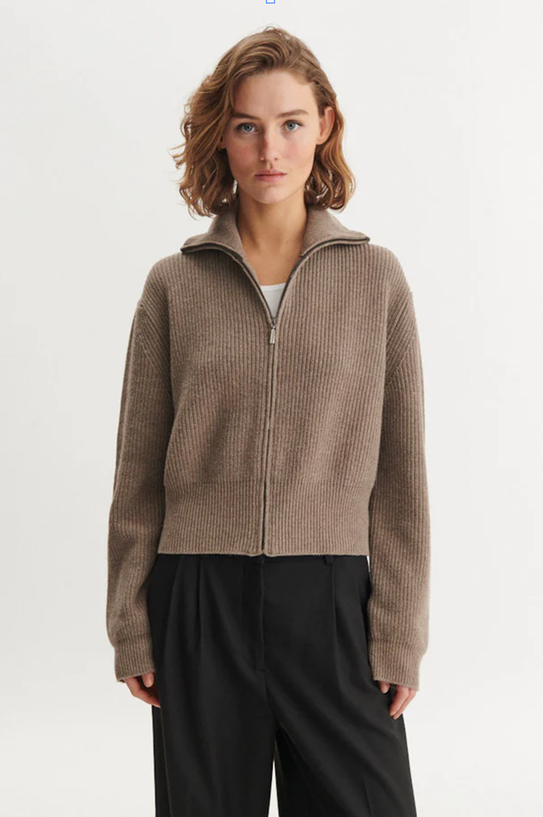 Basic Apparel Cady Zip Cardigan Cardigans 715 Greige