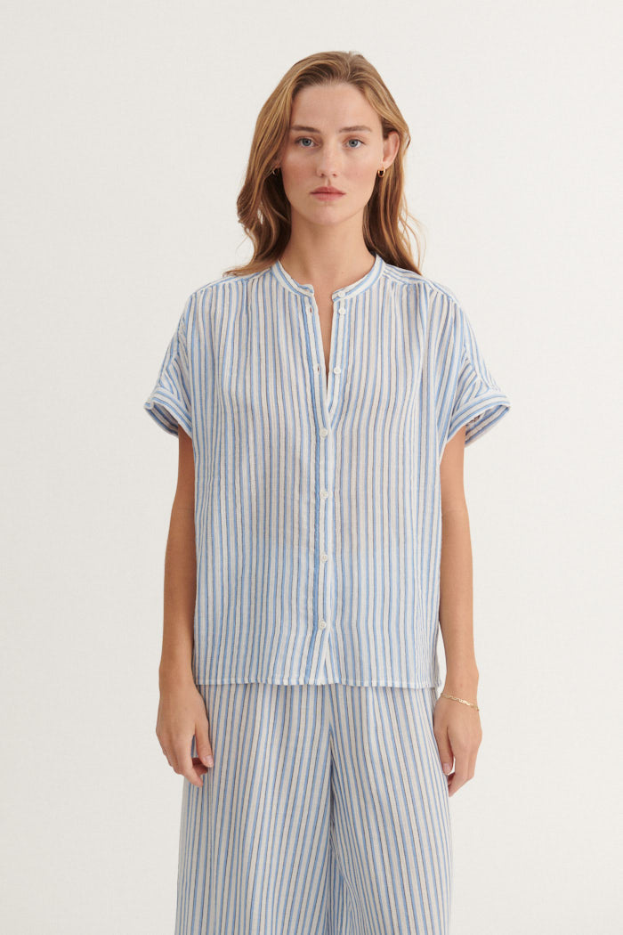 Basic Apparel Calli SS Shirt Shirts 778 Frozen fjord / whisper white / black