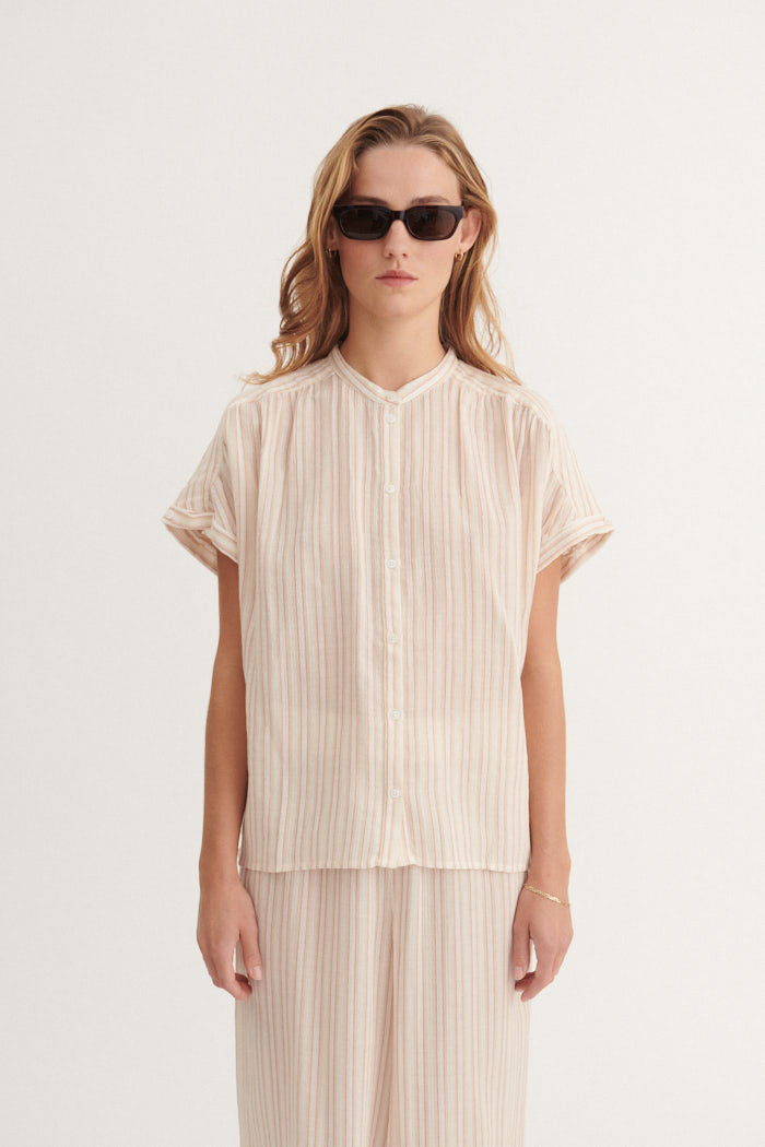 Basic Apparel Calli SS Shirt Shirts 779 Smokey gray / whisper White / cedar wood