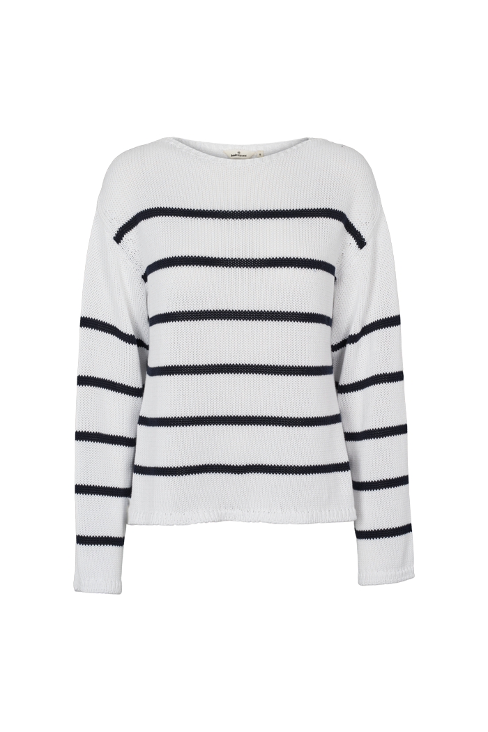 Basic Apparel Cia Boat Neck Sweaters 708 bright white / navy