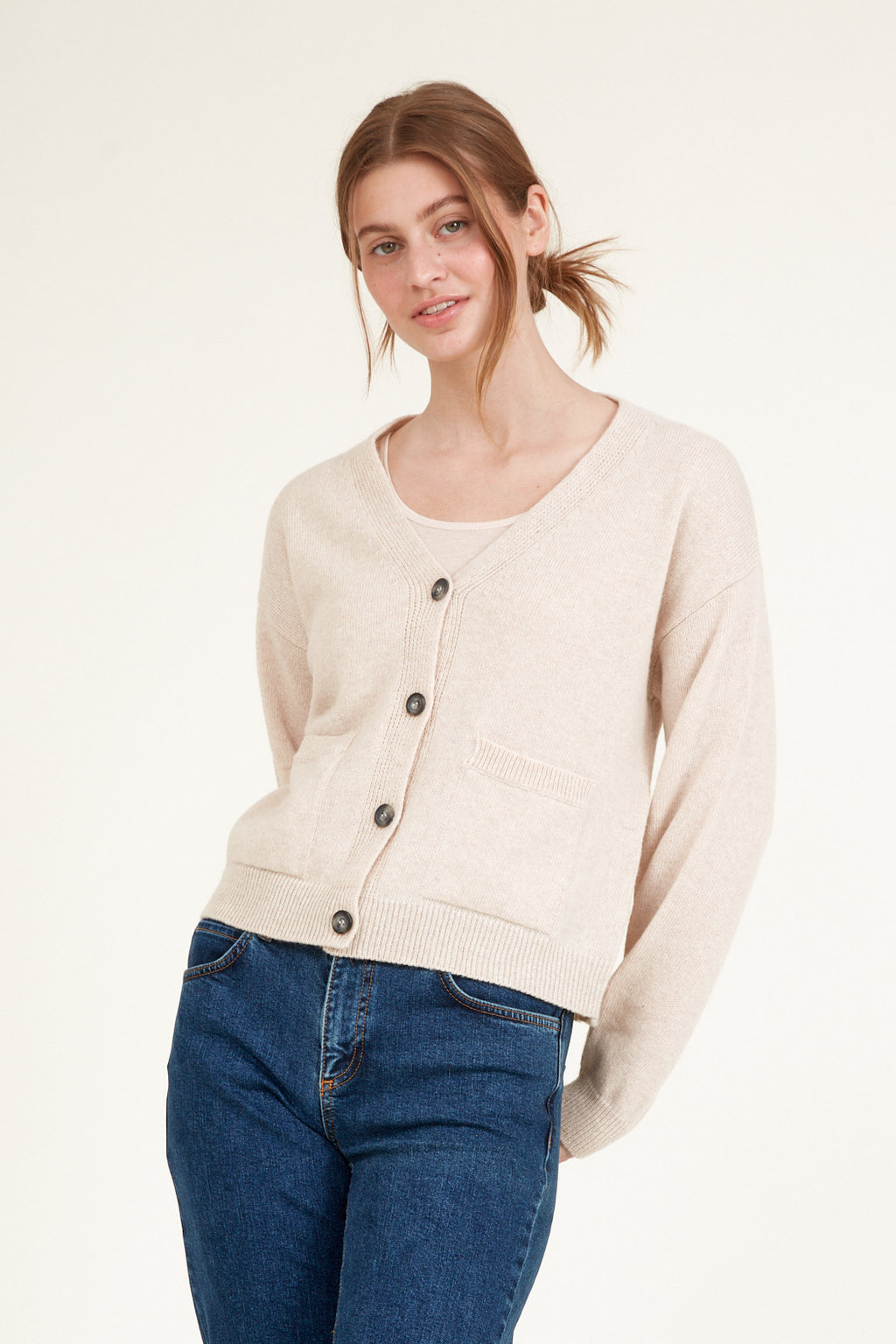 Lise Cardigan - Natural melange – Basic Apparel - International