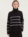 Lise Short T-Neck - Chocolate torte / grey melange