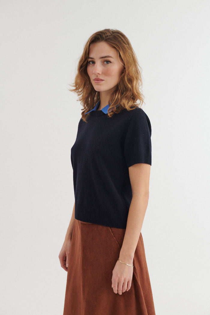 Basic Apparel Liz SS W. Collar Sweaters 048 Navy