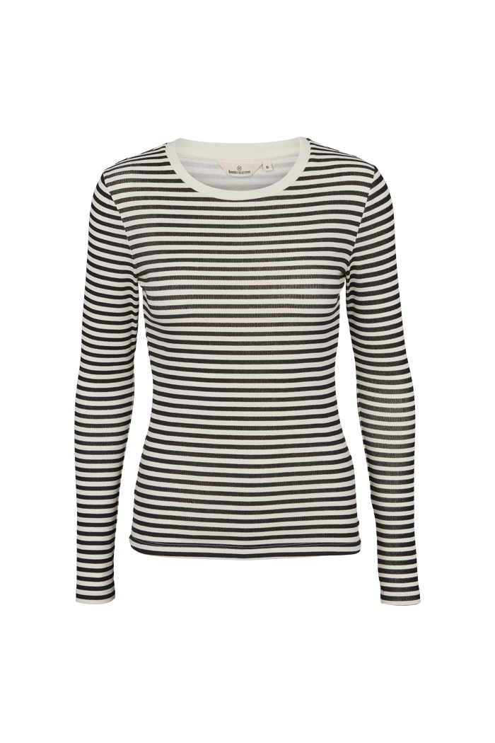 Basic Apparel Ludmilla LS Tee T-shirts 029 Whisper White/Black