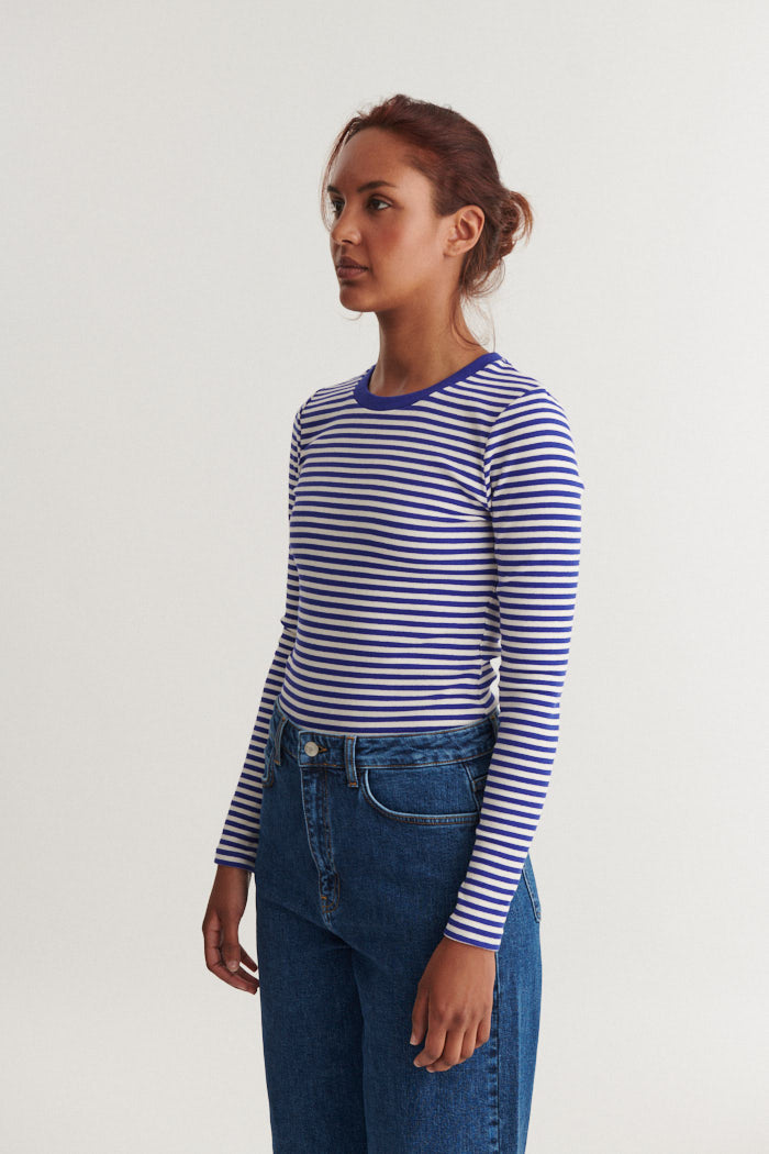 Basic Apparel Ludmilla LS Tee T-shirts 867 Sodalite blue / whisper white