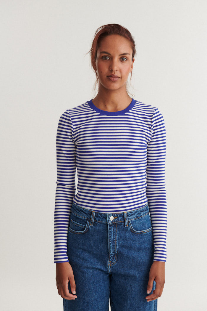 Basic Apparel Ludmilla LS Tee T-shirts 867 Sodalite blue / whisper white