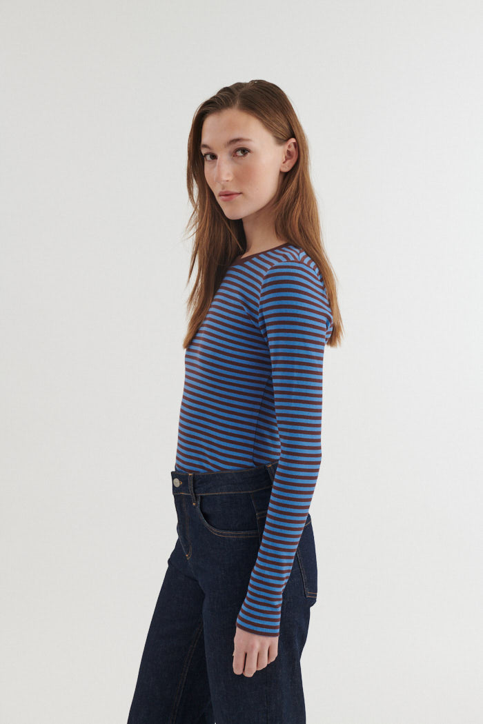 Basic Apparel Ludmilla LS Tee T-shirts 894 Riviera / Chicory coffee