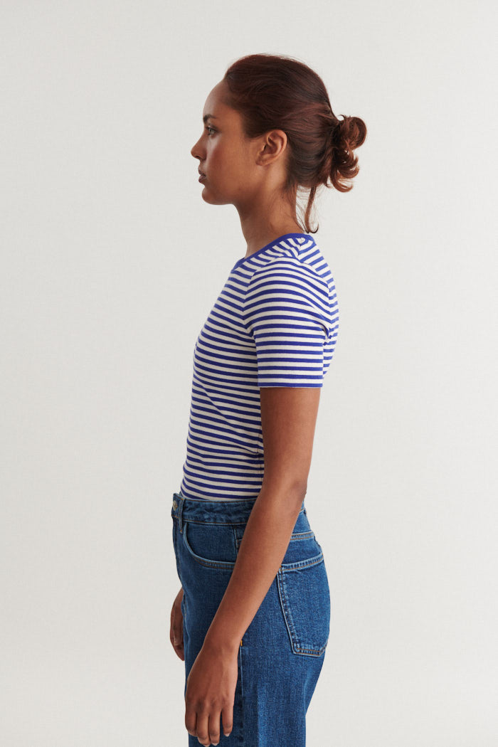 Basic Apparel Ludmilla O-Neck T-shirts 867 Sodalite blue / whisper white