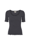 Basic Apparel Ludmilla Scallop Tee SS T-shirts 703 Black / bright white