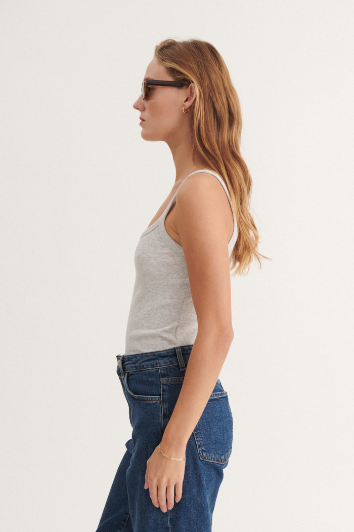 Basic Apparel Ludmilla Strap Top Tops & tank-tops 318 Light Grey Mel.