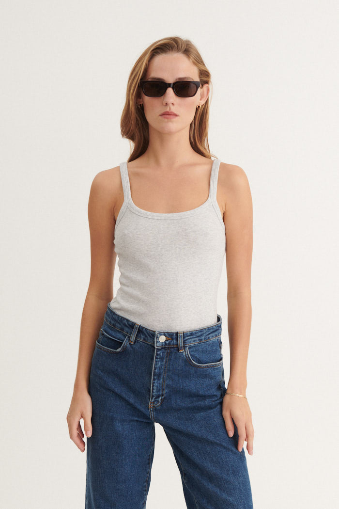 Basic Apparel Ludmilla Strap Top Tops & tank-tops 318 Light Grey Mel.