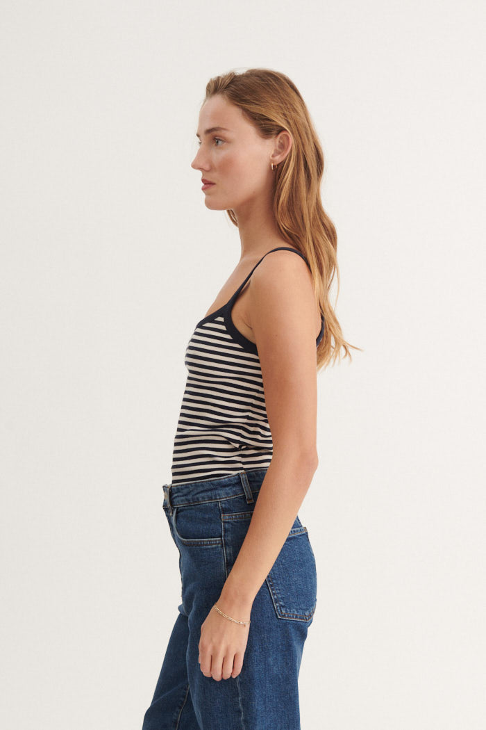 Basic Apparel Ludmilla Strap Top Tops & tank-tops 500 Birch/Navy