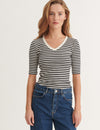 Ludmilla V-Neck - Whisper White/Black