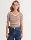 Ludmilla V-Neck - Whisper White/Mink
