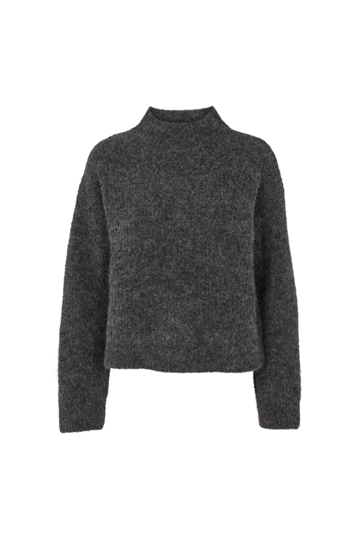 Basic Apparel Magna H. Neck Sweaters 393 Dark Grey Mel.