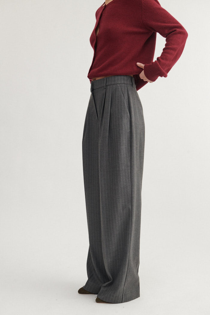 Basic Apparel Marjo Pants Bukser 723 D. grey melange / Birch