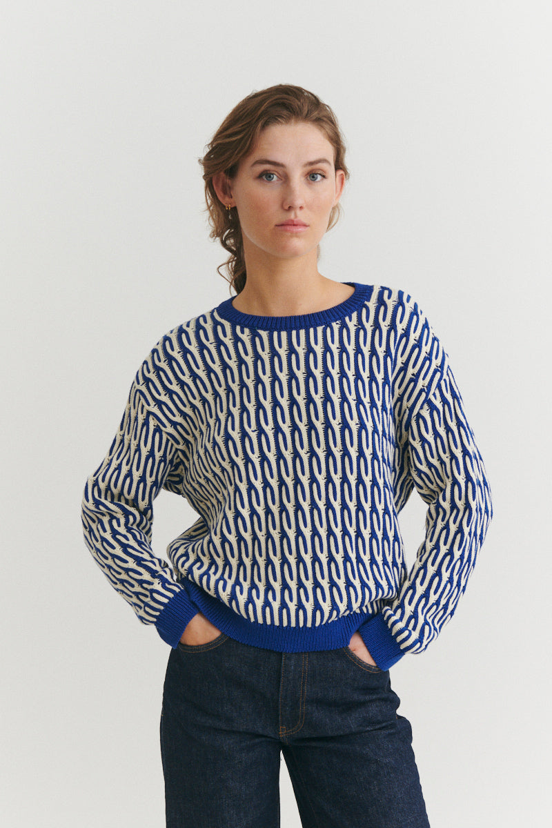 Basic Apparel Minie Sweater Sweaters 867 Sodalite blue / whisper white