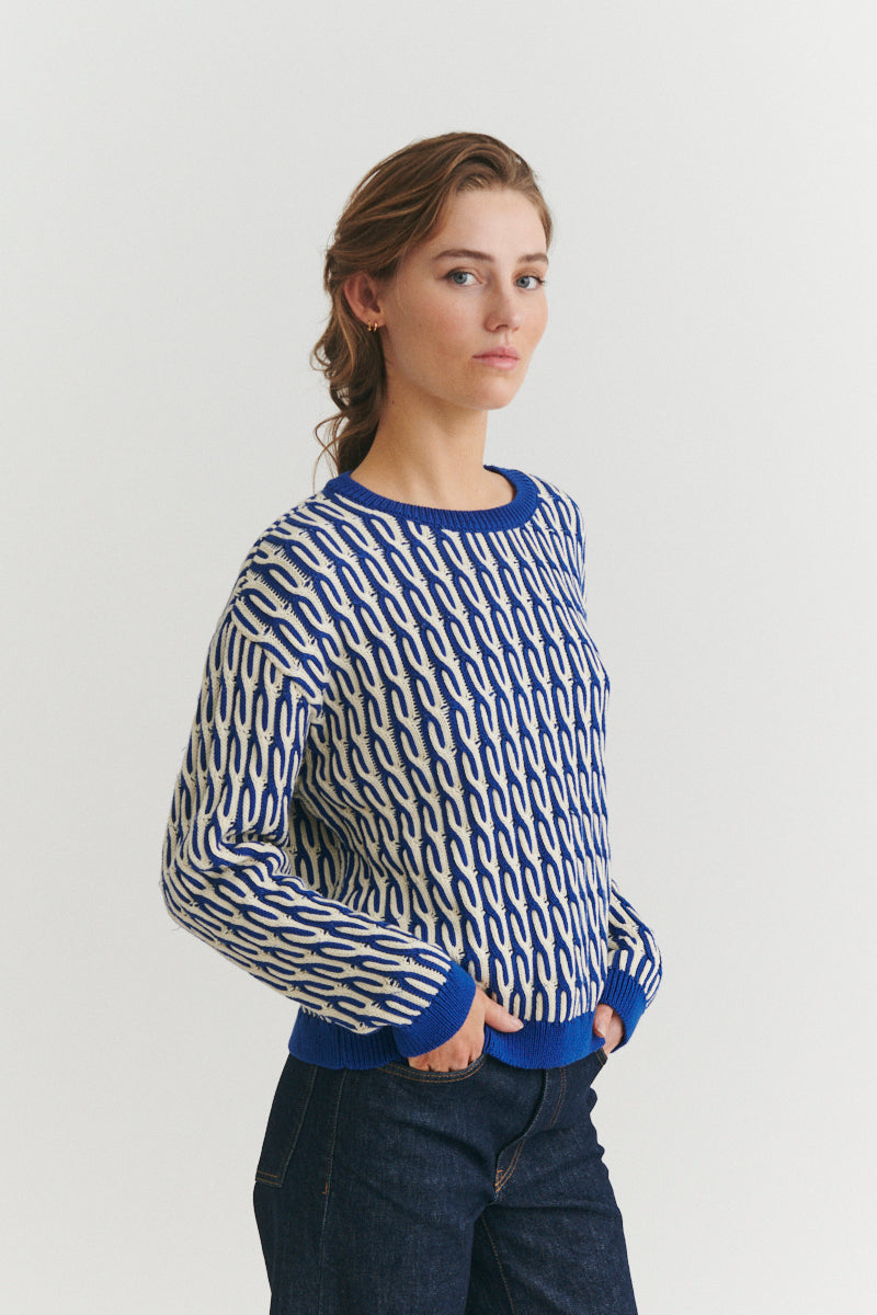 Basic Apparel Minie Sweater Sweaters 867 Sodalite blue / whisper white