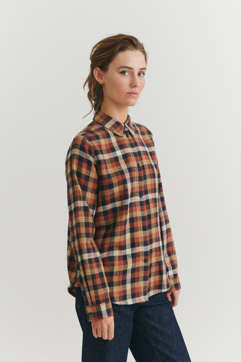 Basic Apparel Nalli LS Shirt Skjorter 915 Skycaptain / Tortoise shell