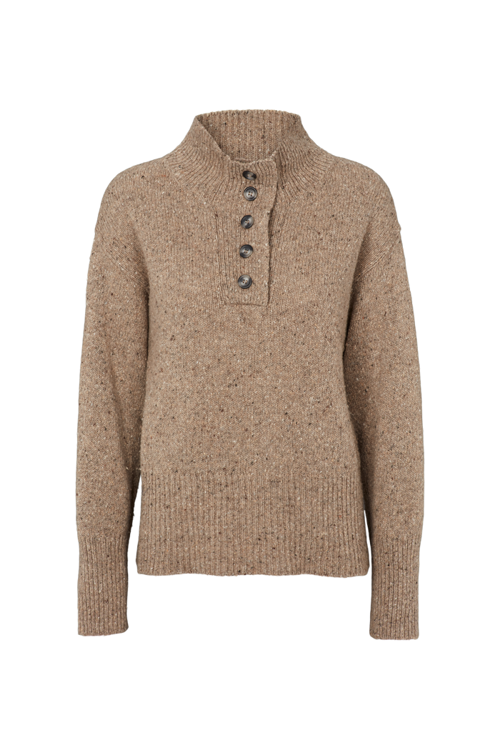 Basic Apparel Puzzle H. Neck Sweaters 715 Greige