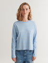 Raja LS Stripe Tee - Frozen fjord / whisper white