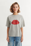 Raja T-Shirt Red Lip - Grey mel. / red Lip