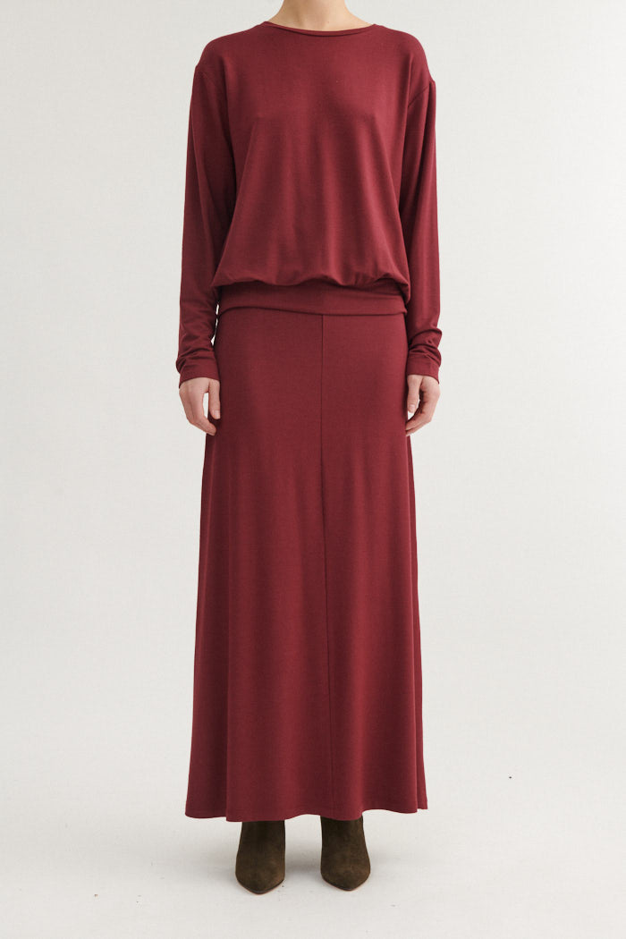 Basic Apparel Sadie Long Skirt Skirts 792 Bordeaux Truffle