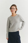 Selem Cable O-Neck - Light Grey Mel.