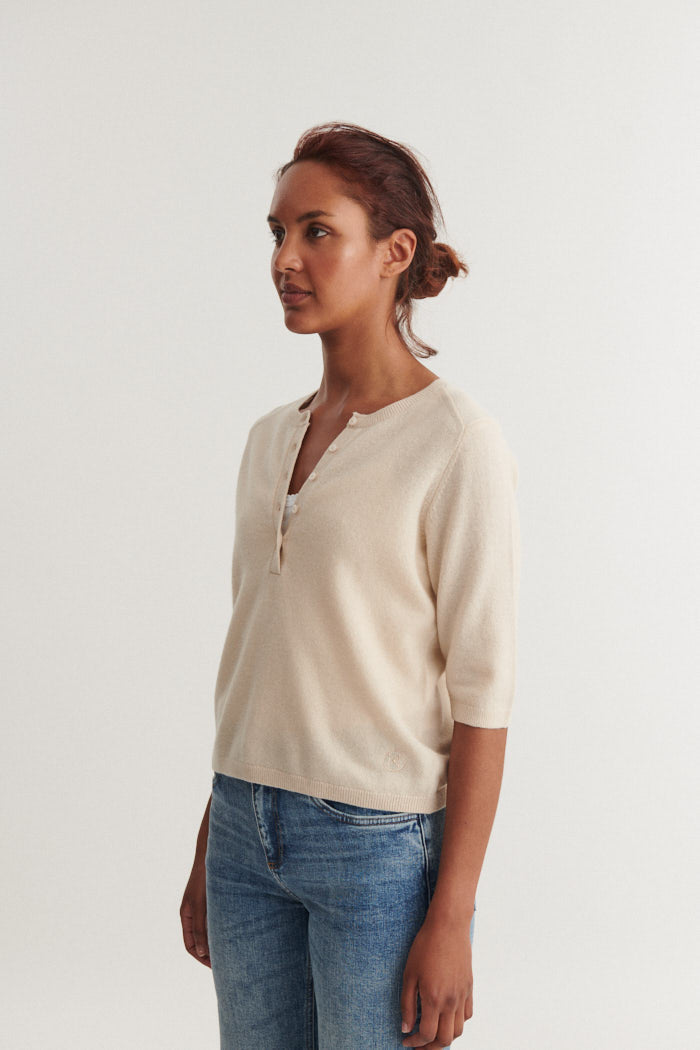 Basic Apparel Selem Granddad Tee Sweaters 883 Moonbeam
