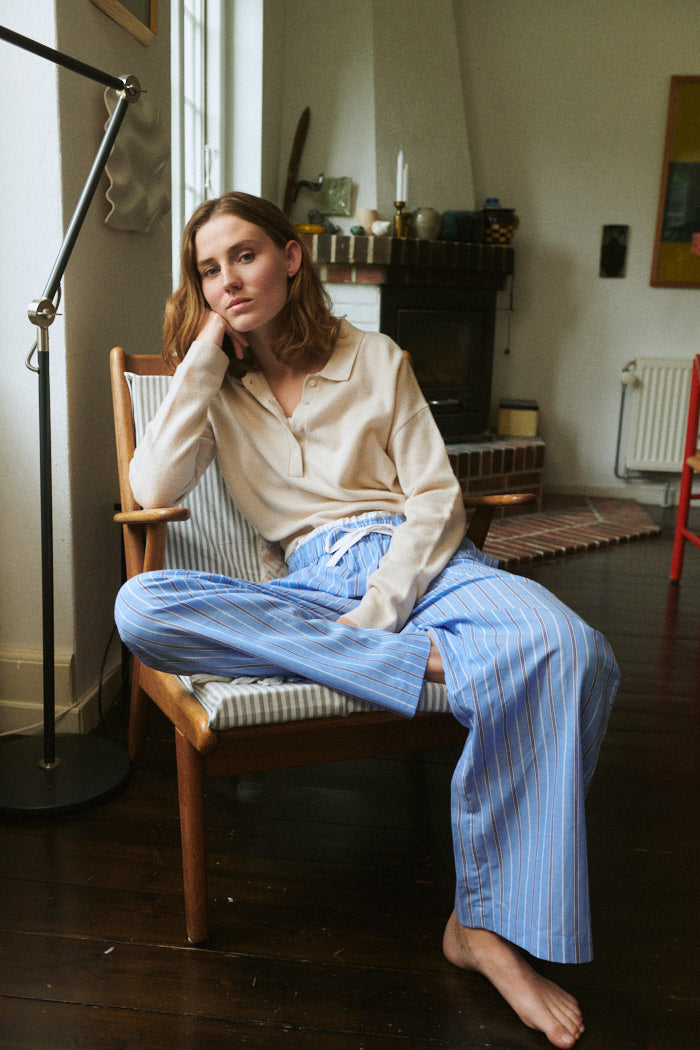 Basic Apparel Siba Pants Pants 882 Frozen fjord / bright white / sky captain