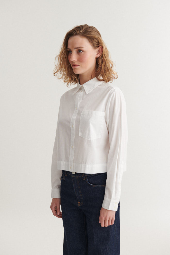 Basic Apparel Silje Cropped Shirt Shirts 423 Bright White