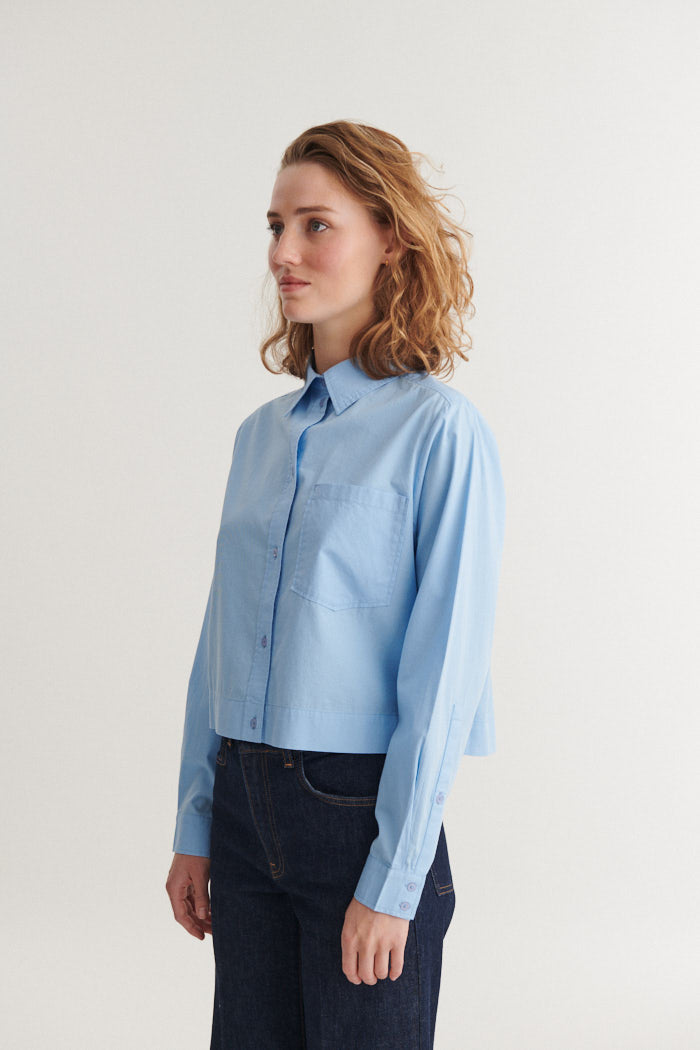 Basic Apparel Silje Cropped Shirt Skjorter 772 Frozen fjord