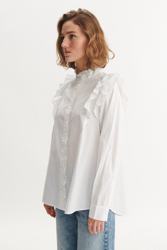 Basic Apparel Silje Frill Shirt Skjorter 423 Bright White