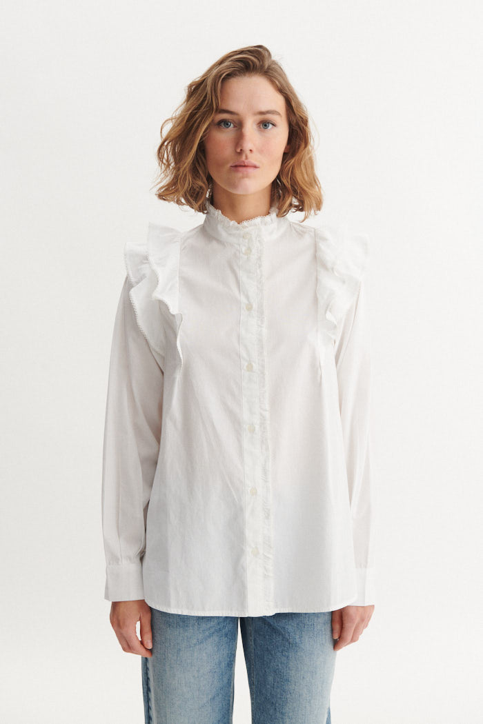Basic Apparel Silje Frill Shirt Skjorter 423 Bright White