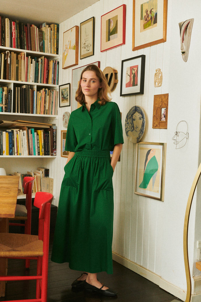 Basic Apparel Silje Long Skirt Skirts 860 Abundant green