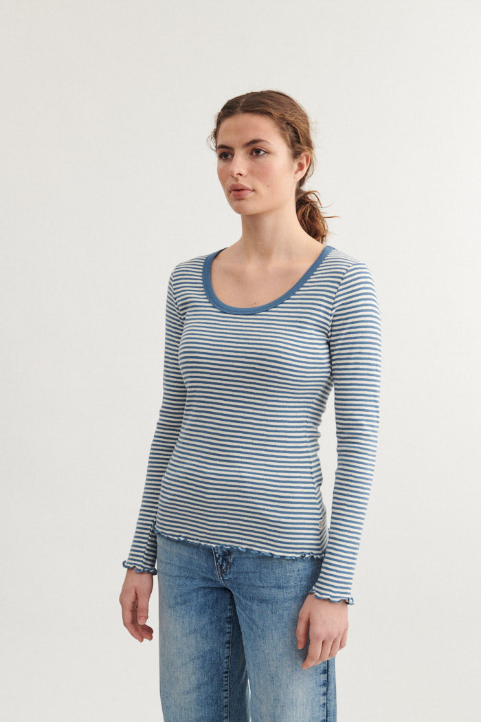 Basic Apparel Silma LS Tee T-shirts 798 Copen blue / Birch