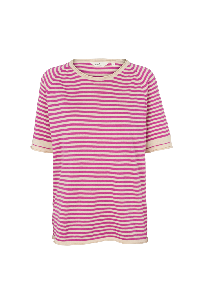 Basic Apparel Soya SS Mini Stripe Sweaters 686 Birch / Purple Orchid