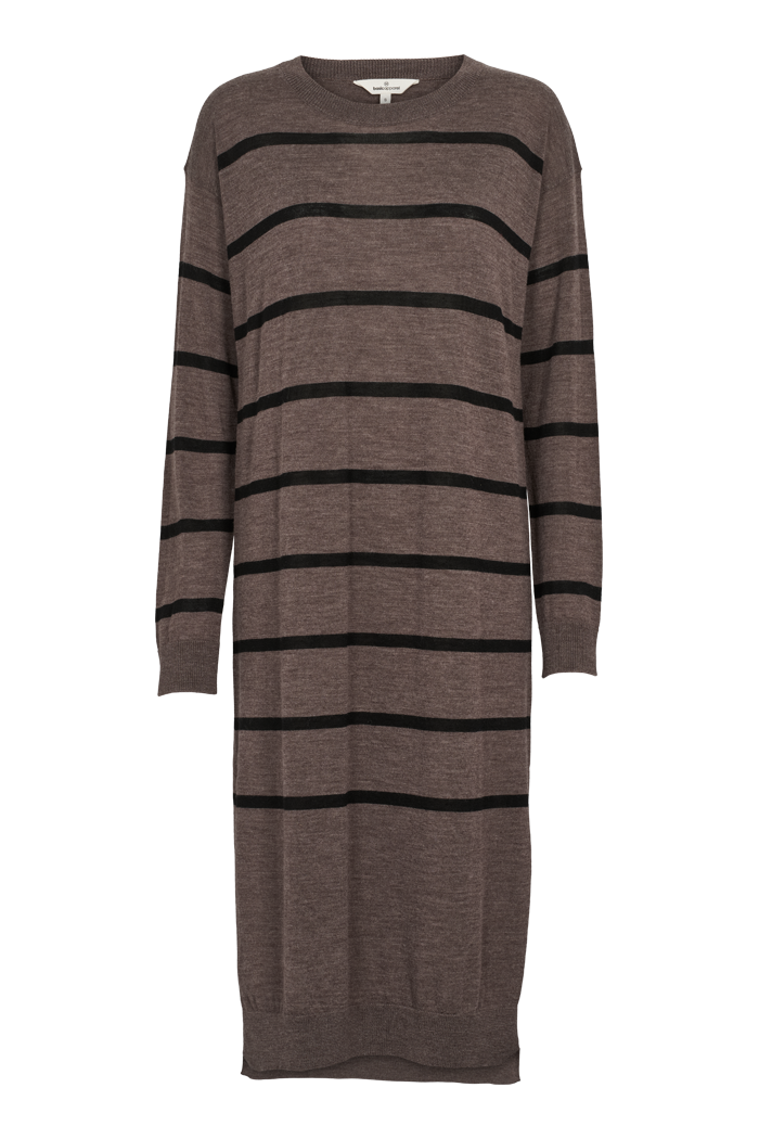 Basic Apparel Vera Long Dress Dresses 634 Brown Melange / Black