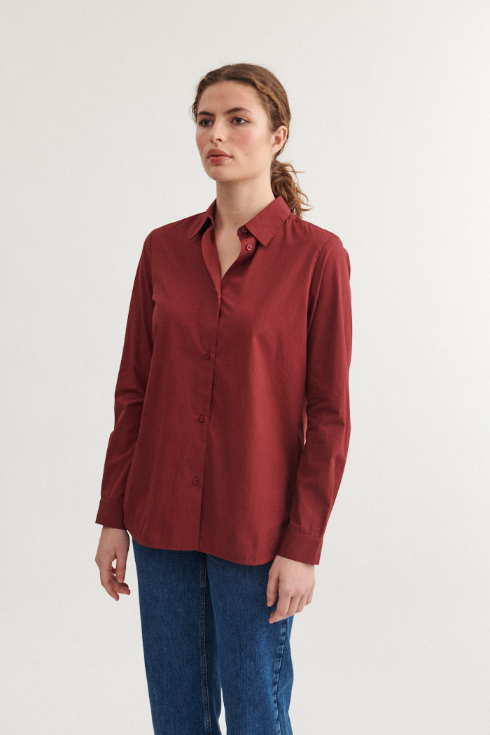 Basic Apparel Vilde Classic Shirt Shirts 792 Bordeaux Truffle