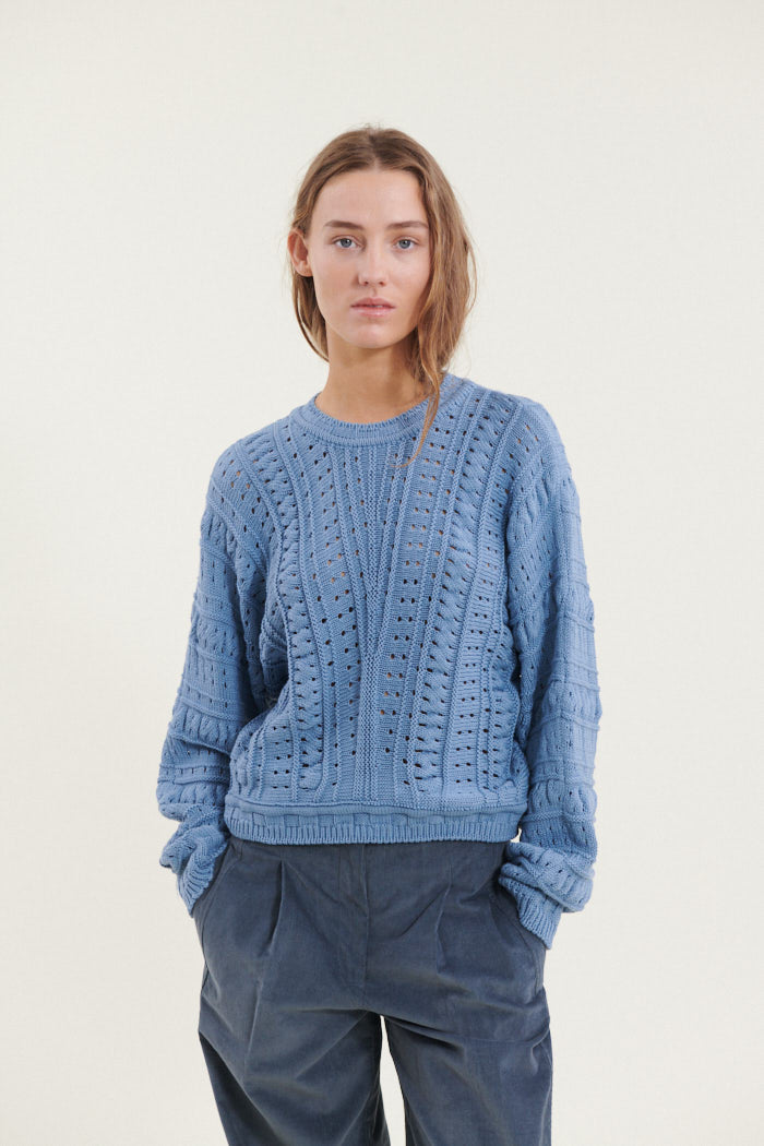 Basic Apparel Winie Biaz Sweater Sweaters 742 Windward blue / birch