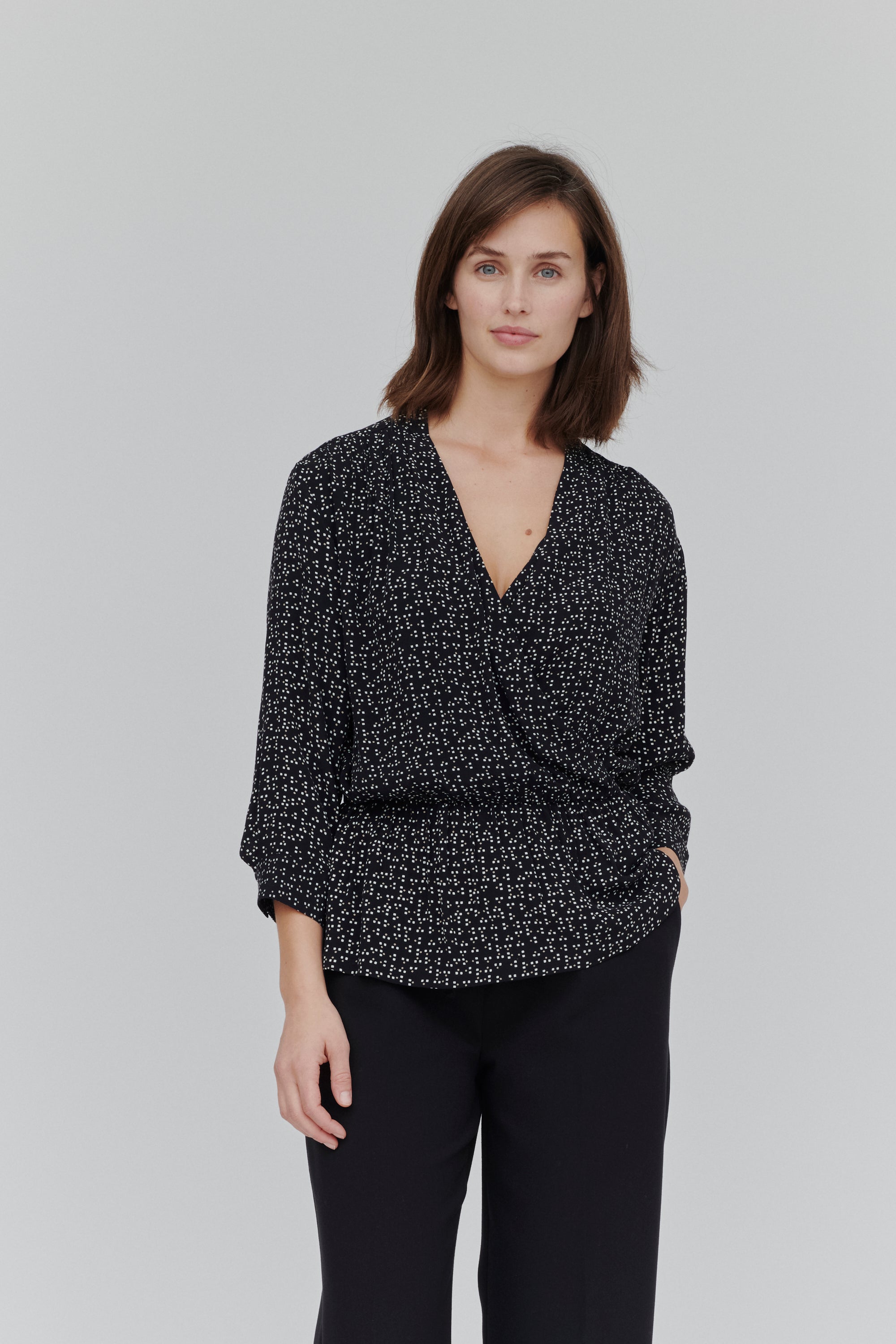 Basic Apparel Laurel Blouse Blouses 486 Pixel Print Black