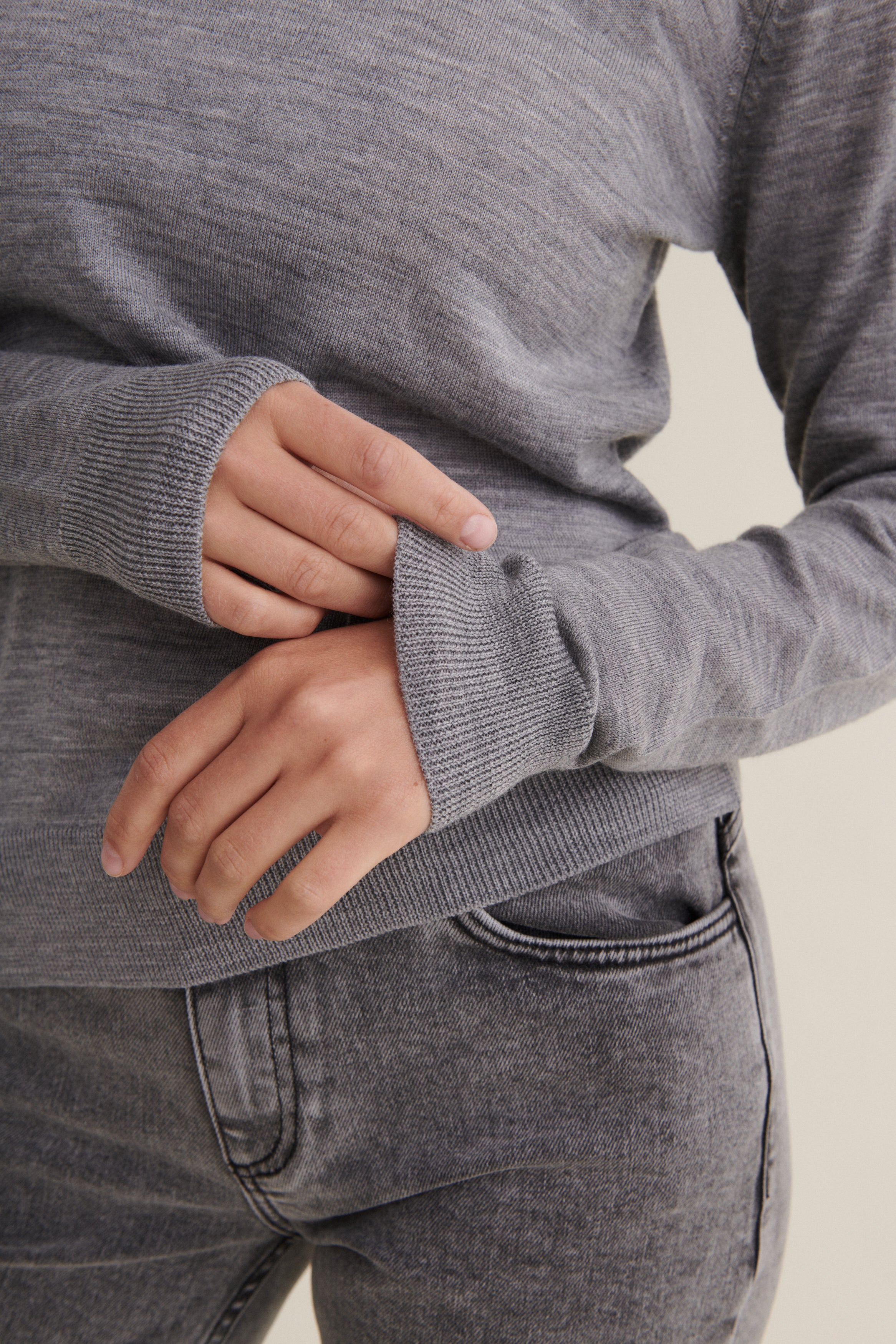 Basic Apparel Vera Roll Neck Sweaters 094 Light Grey Mel.